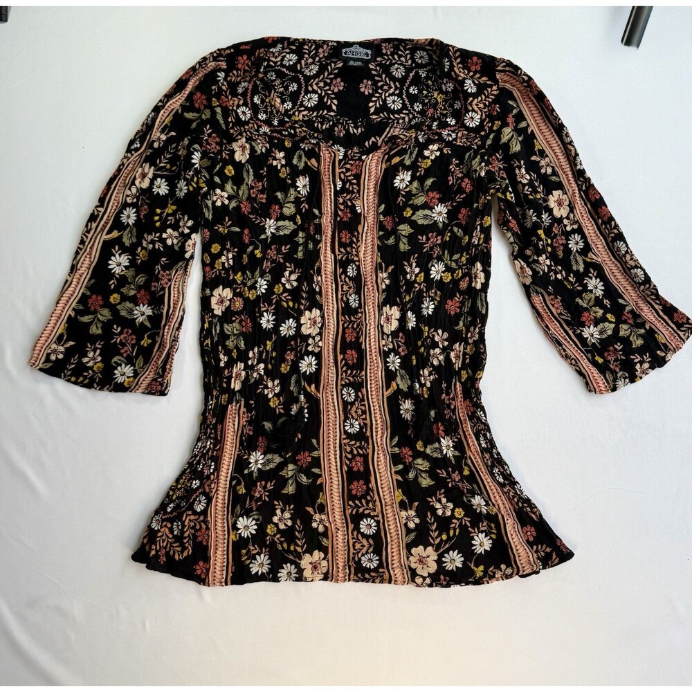 Vintage Y2K Babydoll Gypsy Fairy Top Bell Sleeves Tassle Ties L